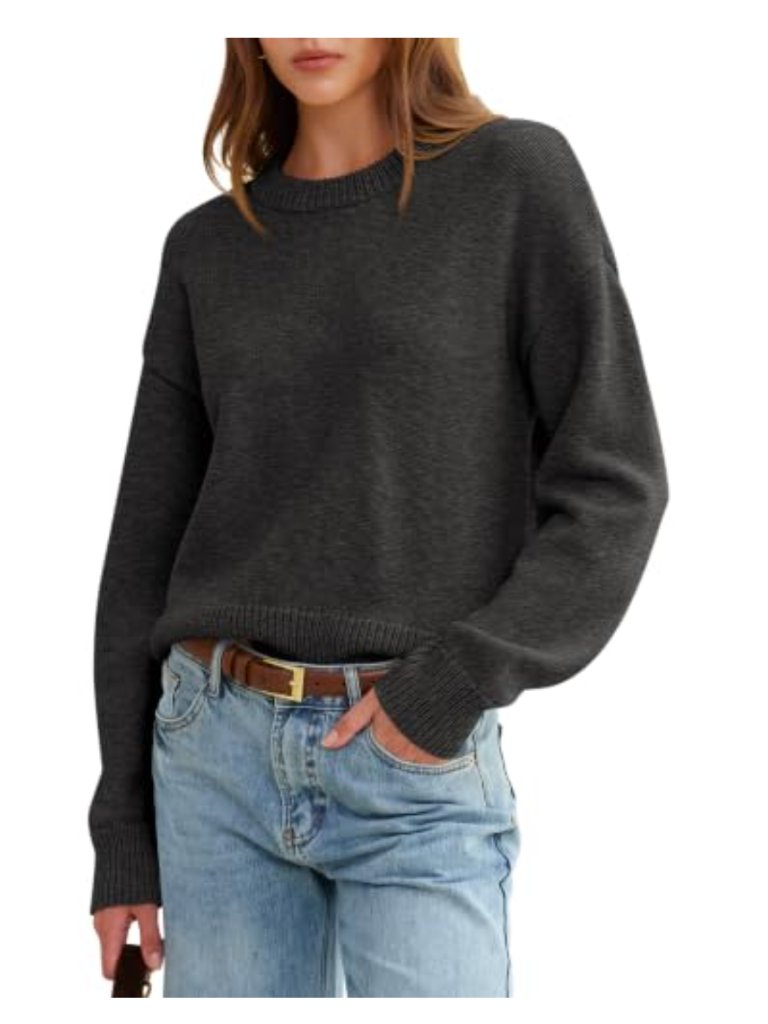 Oversized Cropped Knit Sweater Wool Blend Fuzzy Chunky Pullover